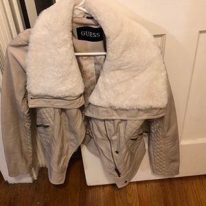 Guess cream faux leather jacket